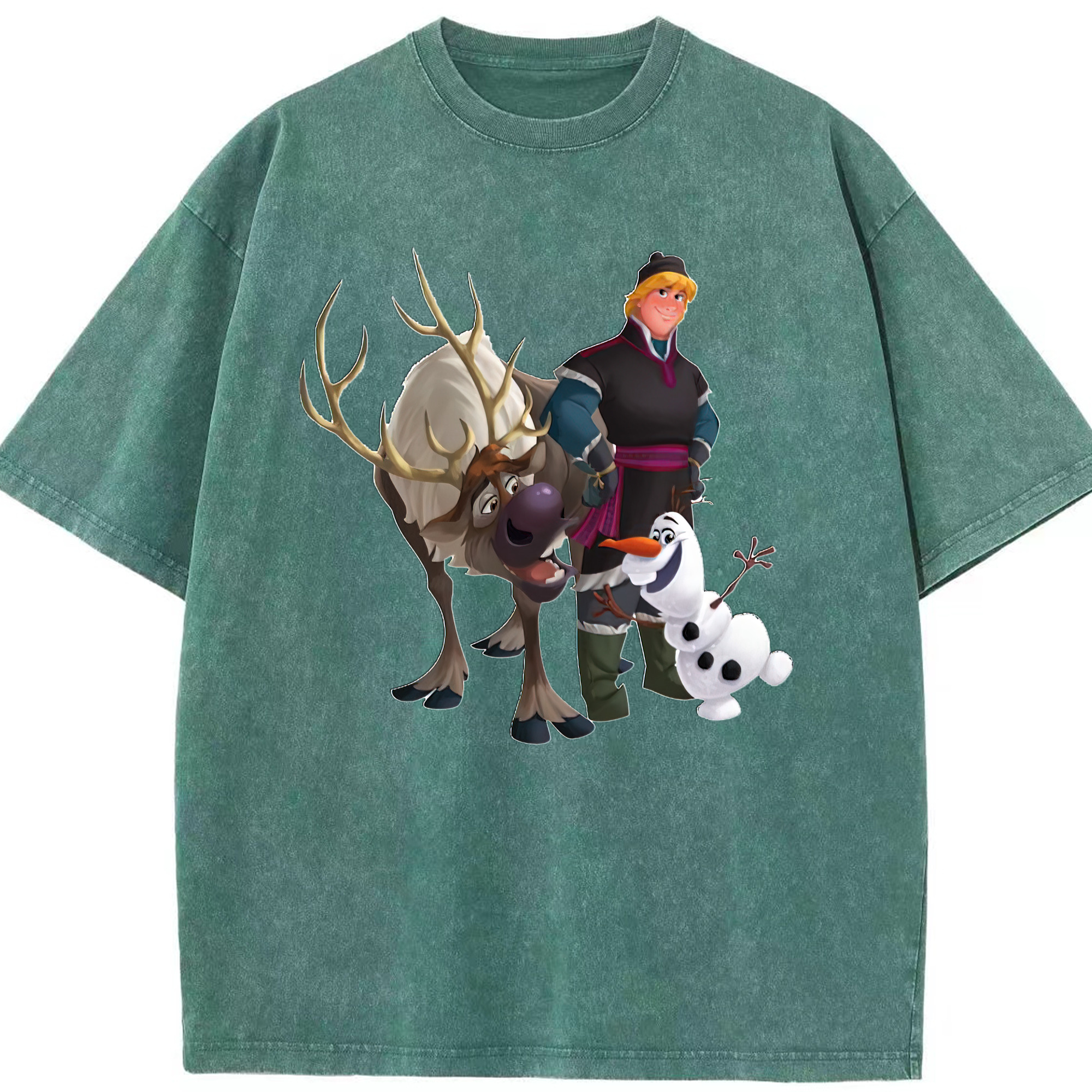 （画像用） アナと雪の女王 アンナ エルサ Frozen Anna Elsa 綿100% ヴィンテージ風 半袖Tシャツ（フロントプリント）